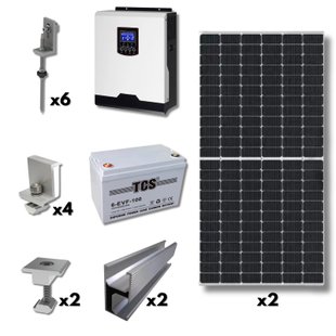 Sistem Fotovoltaic off grid 1Kw - Frigider, televizor, lumina UNI2708 foto