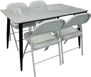 Set masă DT 2133 White + 4 scaune M01 albe 7028 foto