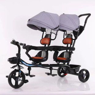 Tricicletă pentru gemeni Gray 60009 foto