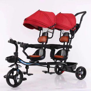 Tricicletă pentru gemeni Red 60009 foto