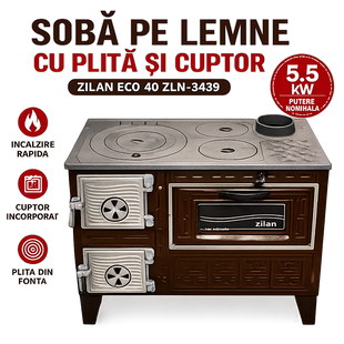 Soba pe lemne cu plita si cuptor ECO 40 ZILAN ZLN-3439 ZLN-3439 foto