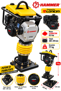 Mai compactor pe benzină Loncin 6.5CP 330х291mm 77kg Hammer 41629 foto