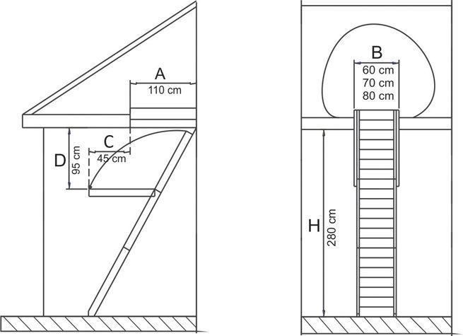 Деревянная чердачная лестница Стандарт 110*70*280 ID999MARKET_6399023 фото