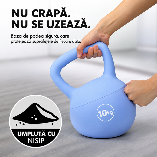 Ganteră Kettlebell 10 kg, umplut cu nisip 255-1919 foto