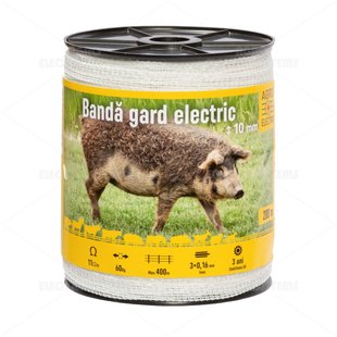 Bandă gard electric – 10 mm – 200 m – 60 kg – 11 Ω/m ID999MARKET_6258424 foto