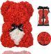 Urs decorativ din trandafiri artificiali roșii cu inimă albă &ndash; 25 cm D255-2358 foto 3