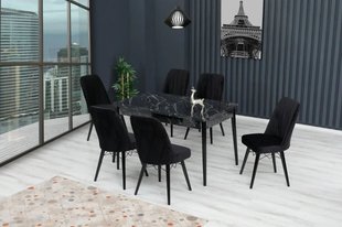 Set Masa extensibilă MDF2 Negru + 6 scaune negru ID999MARKET_6855725 фото