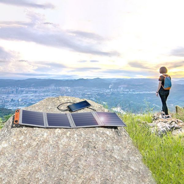 Incarcator solar Choetech, 14W, USB, 5V, 66x15 cm, gri (SC004) SC004 foto