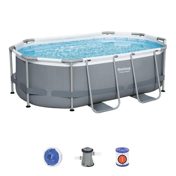 Piscina Power Steel Oval 305x200x84cm, 3668L, cadru metalic ID999MARKET_6163027 foto