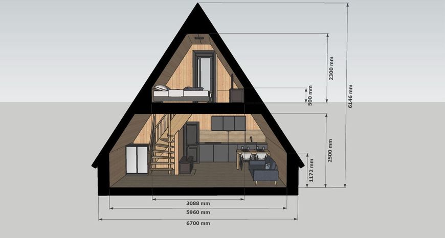 Деревянный дом тип А frame 53 кв.м + терраса 18 кв.м. ID999MARKET_6806980 фото