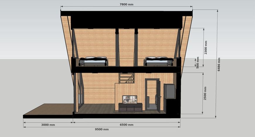 Деревянный дом тип А frame 53 кв.м + терраса 18 кв.м. ID999MARKET_6806980 фото