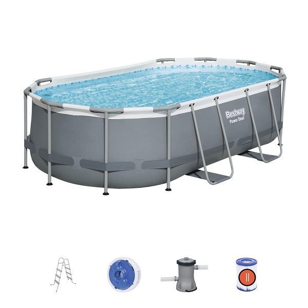 Piscina Power Steel Oval 427x250x100cm, 7250L, cadru metalic ID999MARKET_6163024 foto