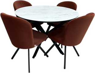 Set masă extensibilă Dobok 110&times;110/145 Marmo + 4 scaune Barka Anka 14 70317 foto