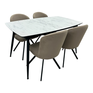 Set masă extensibilă Yense 125 (80&times;125/165 cm) Marmo + 4 scaune Barka Anka 06 7023 foto