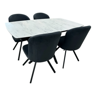 Set masă extensibilă Filis 90&times;145/185 cm Marmo + 4 scaune Barka Anka 23 7025 foto