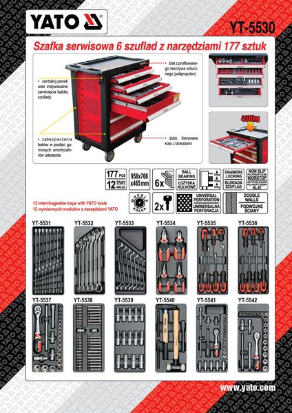 Сервисный шкаф с инструментам Yato YT5530 ID999MARKET_6114442 фото